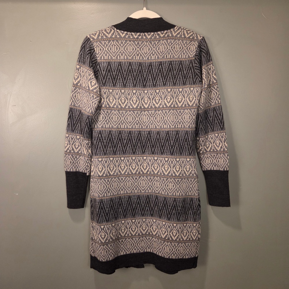 Berretti Women's Open Front Longline Cardigan Wool Blend Geometric, Size S - Picture 2 of 9